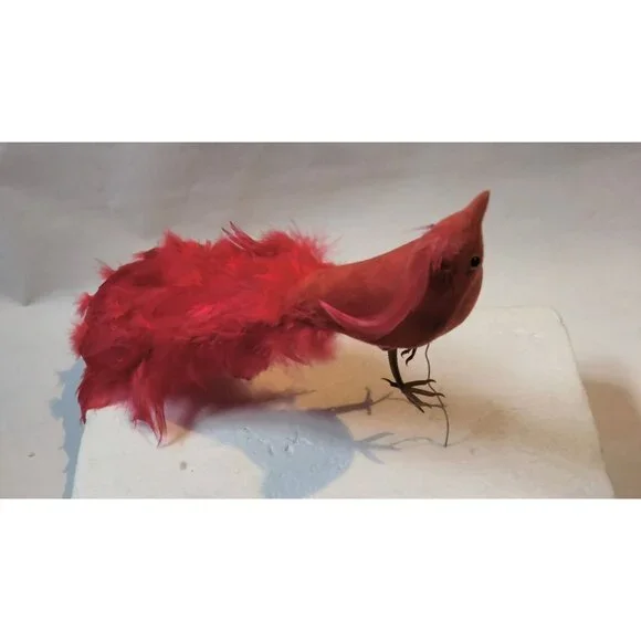 Red Feathered Bird of Paradise Figure Ornament Craft Pick Lot 2 - Picture 6 of 7
